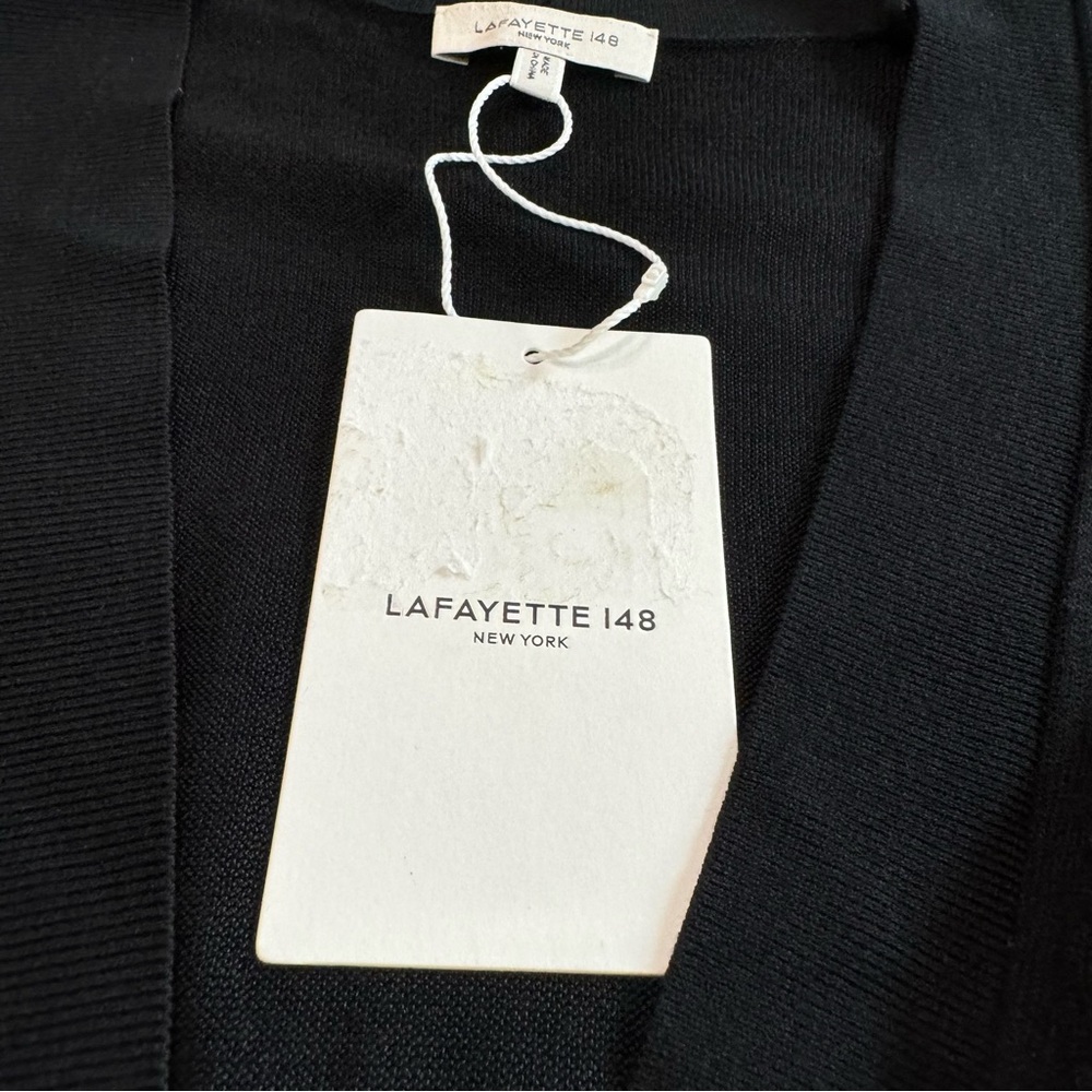 Lafayette 148 Long Cardigan Duster Size 1x Open Front Black - Picture 5 of 10